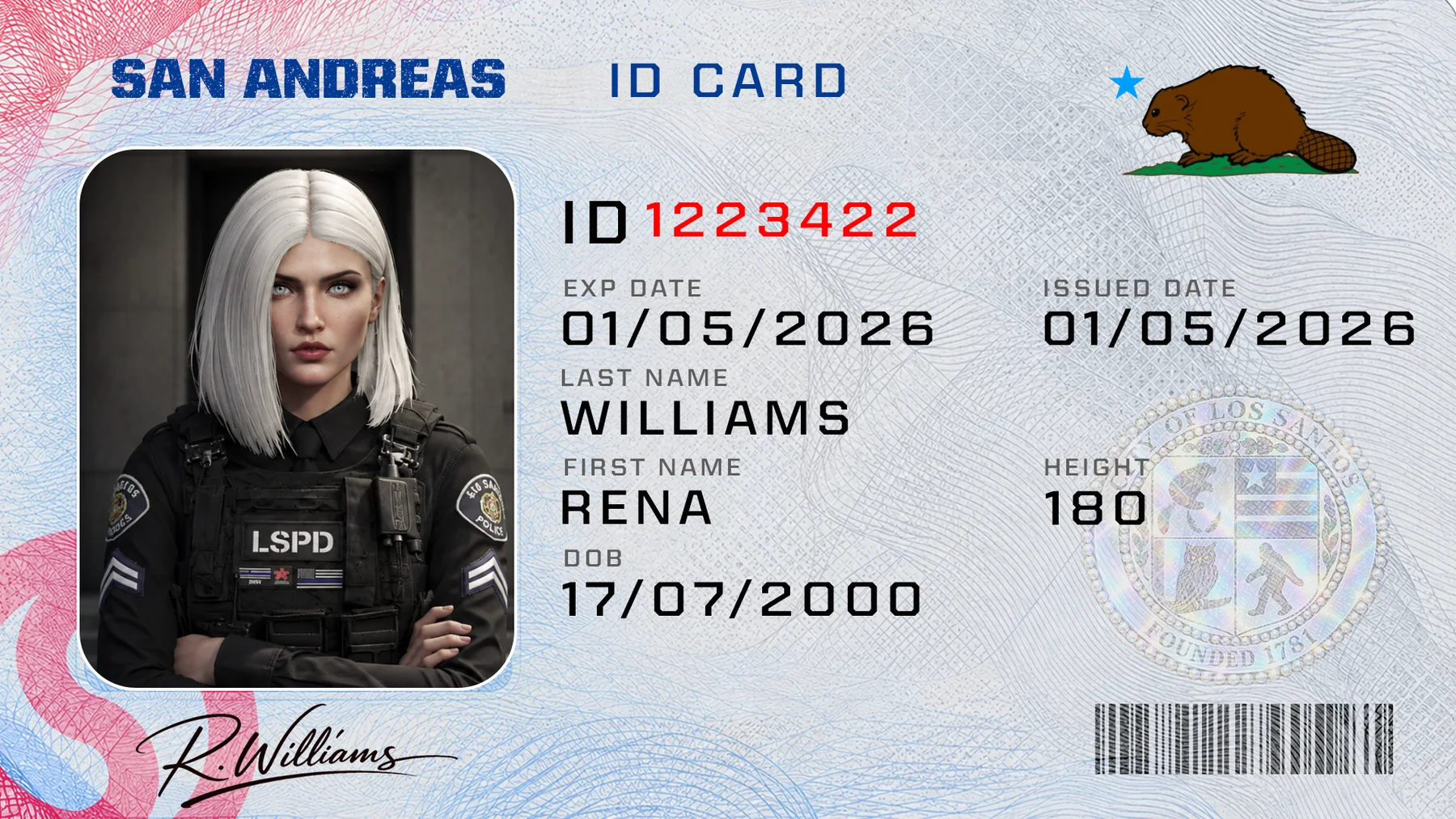 The ID card, flat